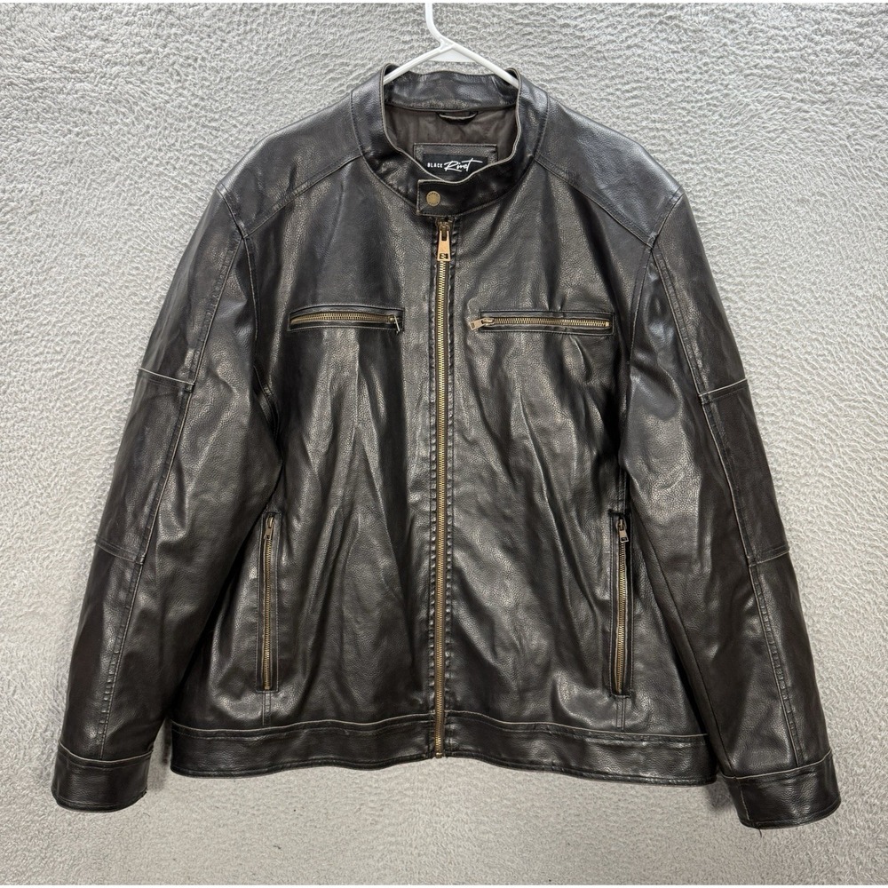 Black Rivet Jacket Adult 2XL XXL Black Vegan Leather Bomber Motorcycle Biker Y2K